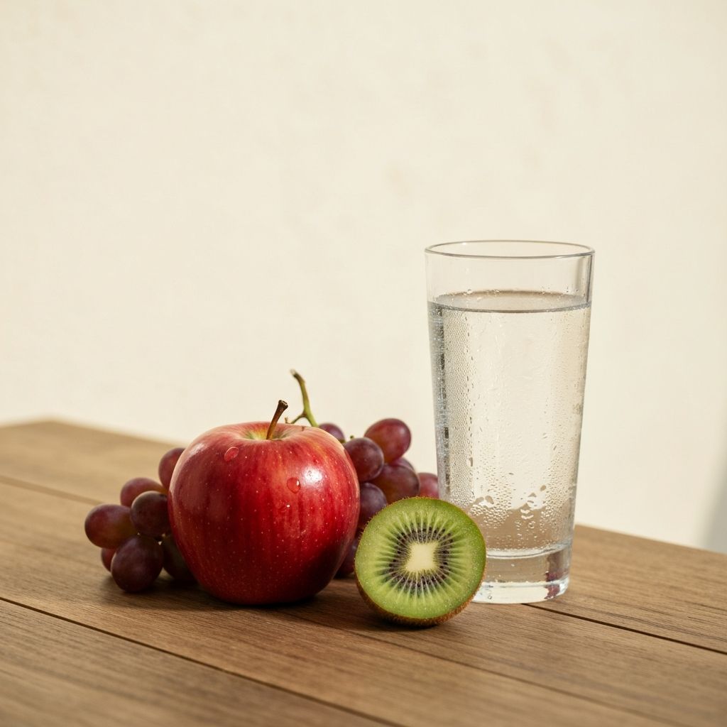 Table avec fruits et eau